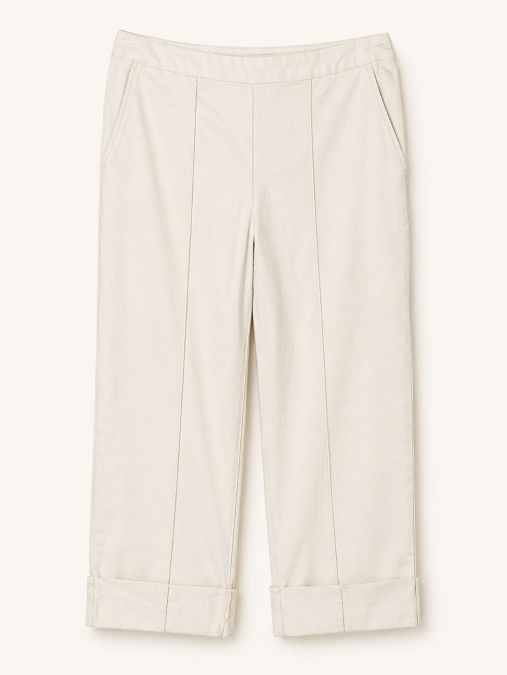 Rachel Comey Ivory Cotton Spandex Cropped Pants Cuffed Hem Minimalist Chic 14